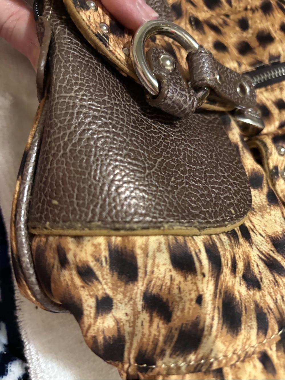 Kathy Van Zeeland Leopard Print Bronze Satchel Handbag-Attention Callouts! - Picture 9 of 16
